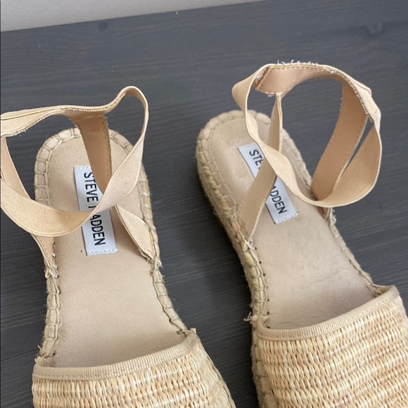 STEVE MADDEN Merlene Ankle Strap Slip On Espadrille In Natural Raffia Size 9 - Picture 4 of 12